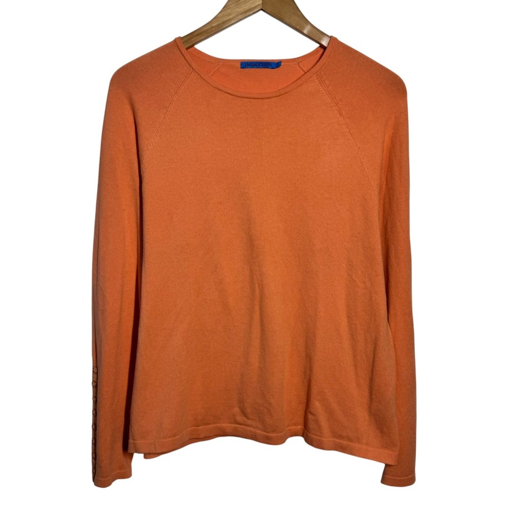 J.McLaughlin Womens XL Orange Button Cuff Raglan Sleeve Cotton Blend Sweater